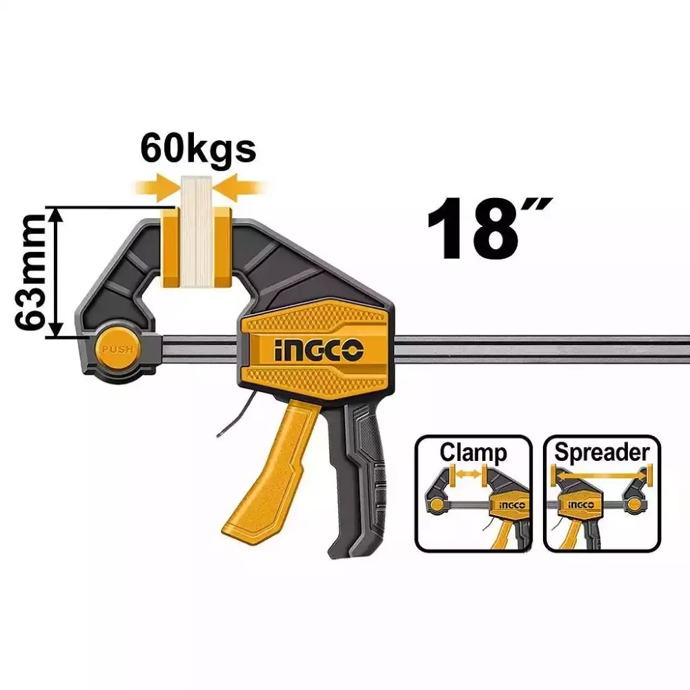 Prensa Sargento Rapida Industrial Ingco 63x450 Mm Hqbc01603-7