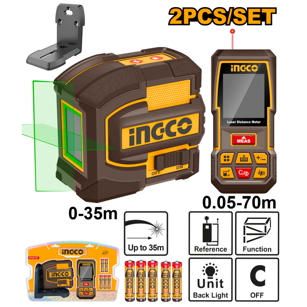 Nivel Laser 35m + Medidor De Distancia 75m Ingco Cosll0401-6