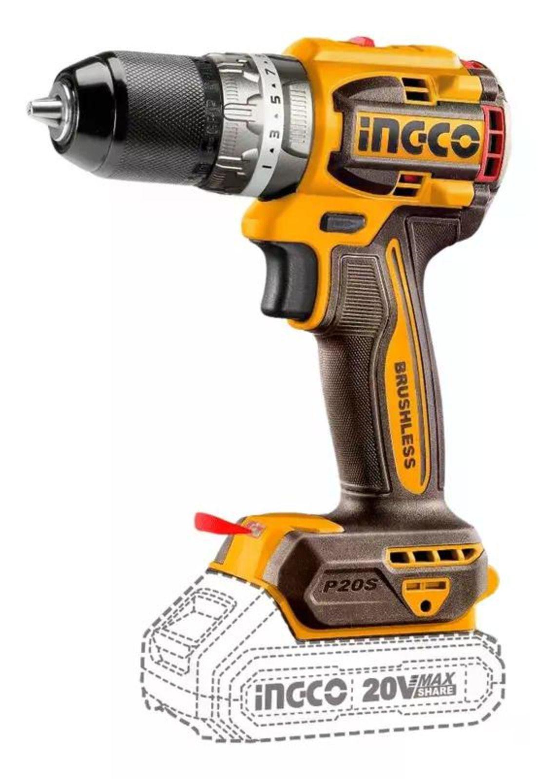 Taladro Atornillador Ingco Brushless +bat+ Carg Cidli20602-7 Naranja/marrón 50 Hz/60 Hz-1