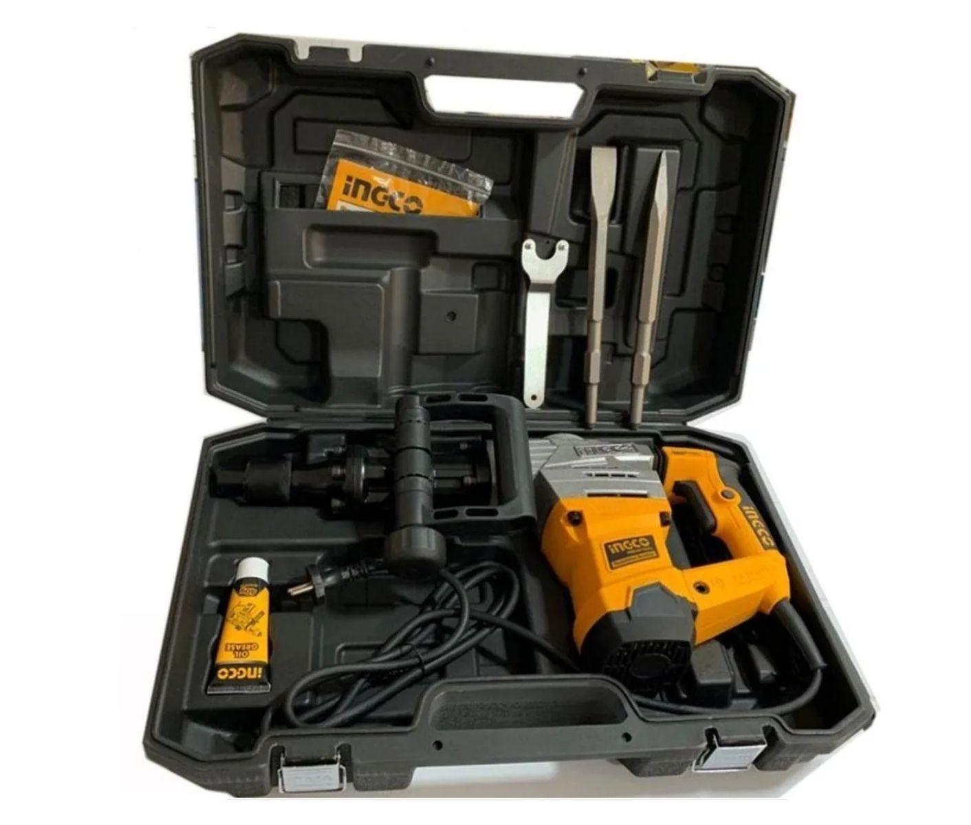 Martillo Demoledor Industrial 1300 W Ingco 20 J + Maleta + Accesorios-2