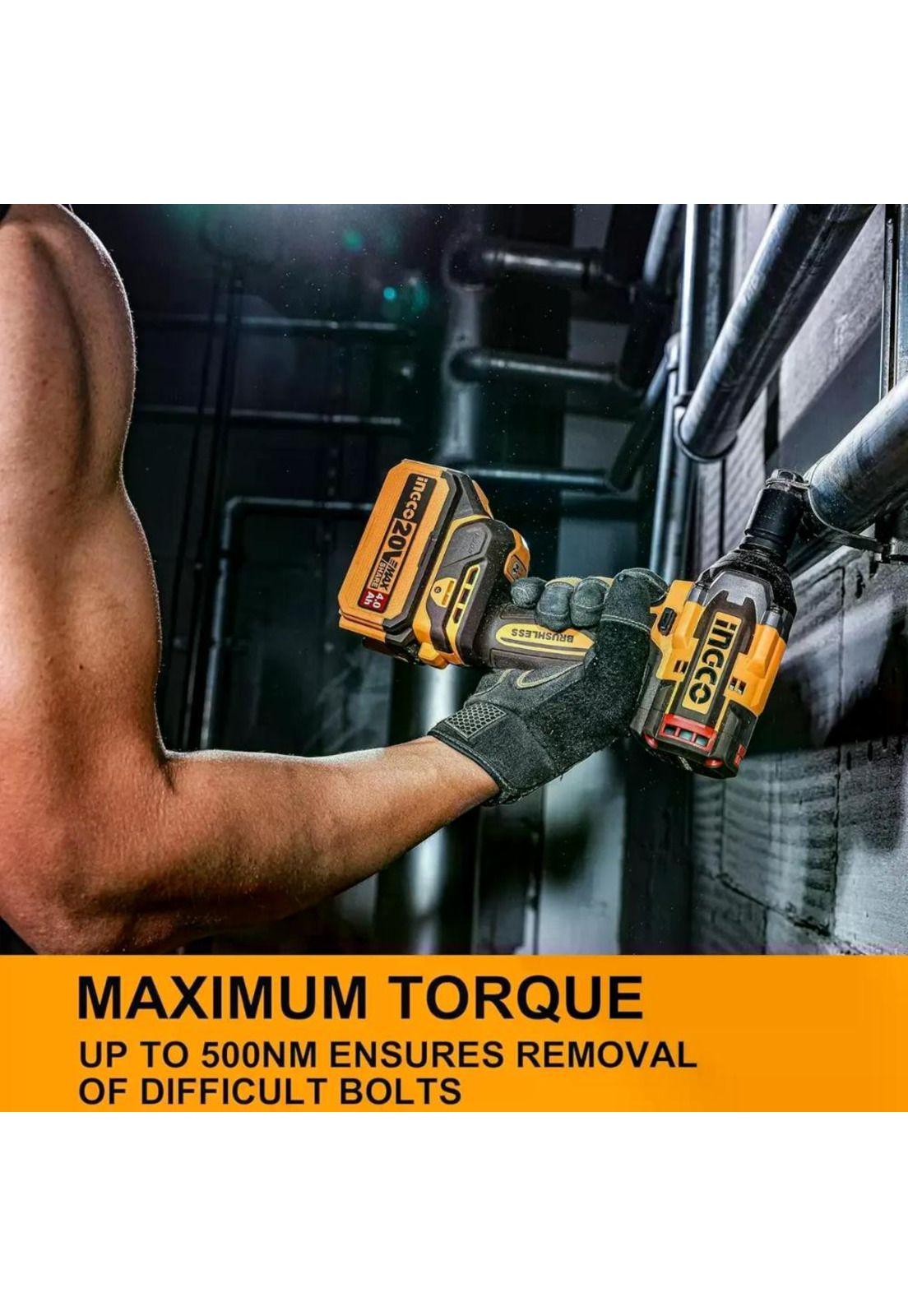 Llave Pistola Impacto Ingco Bl 1/2 20v 500nm Ciwli20501 S/ba Naranja Oscuro 20v-6