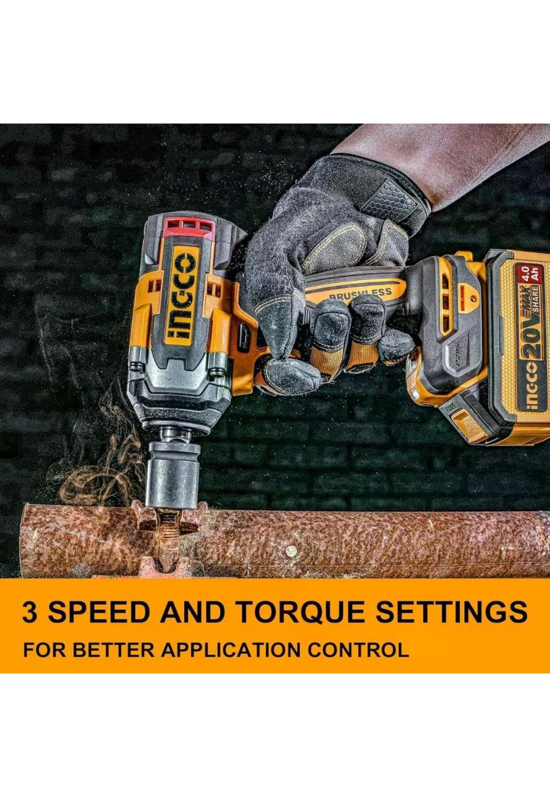 Llave Pistola Impacto Ingco Bl 1/2 20v 500nm Ciwli20501 S/ba Naranja Oscuro 20v-7