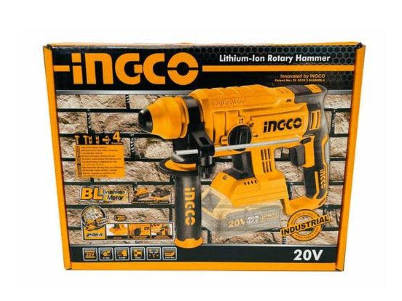 Rotomartillo Inalámbrico Brushless Ingco 20v Industrial Crhli2201-3
