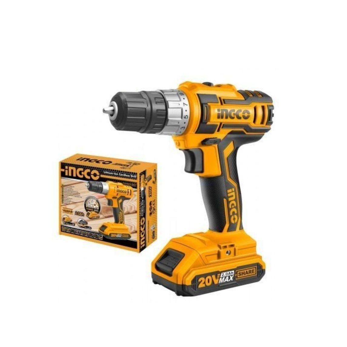 Taladro Atornillador Ingco 20v 10mm + Bat + Cargad Cdli20024-2