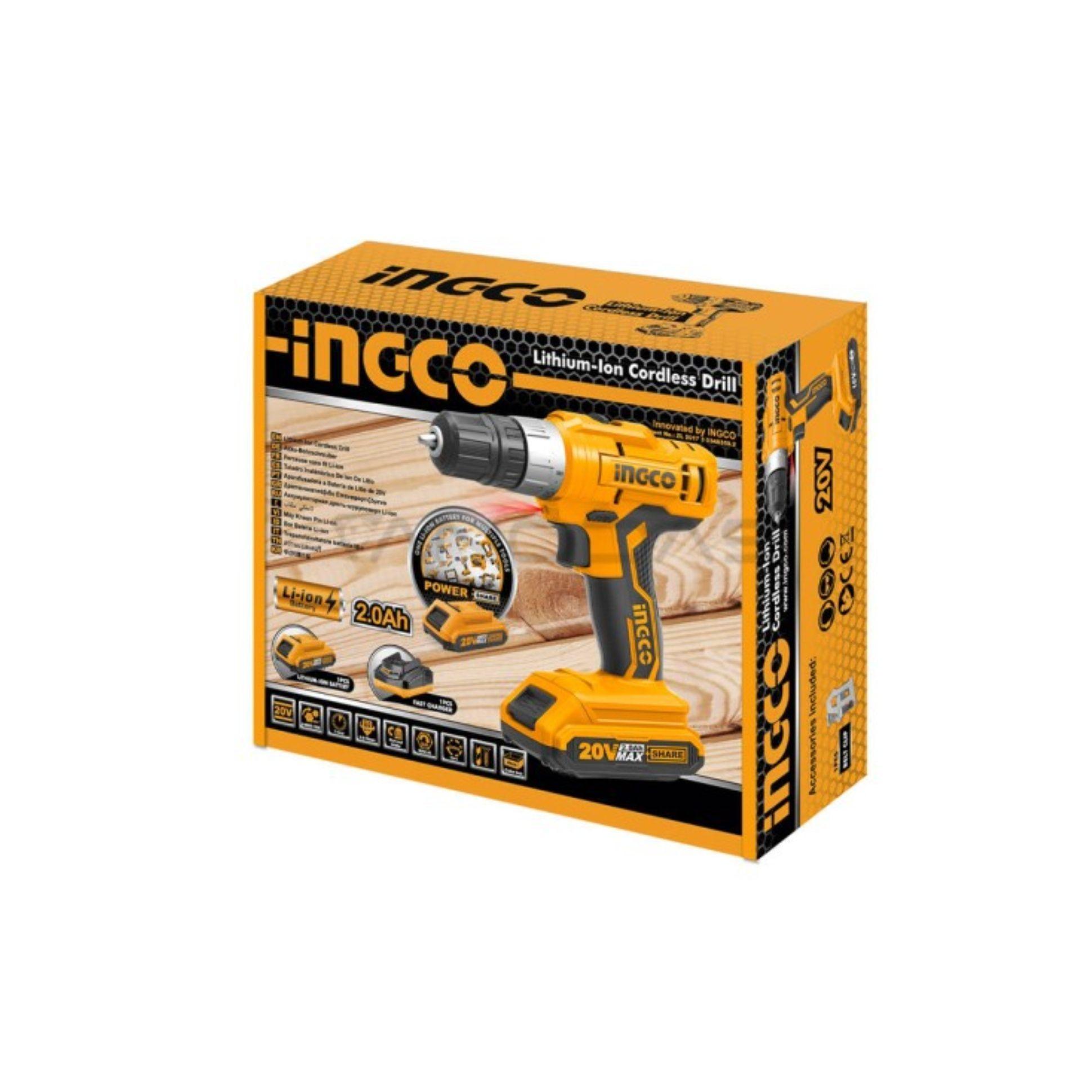 Taladro Atornillador Ingco 20v 10mm + Bat + Cargad Cdli20024-3