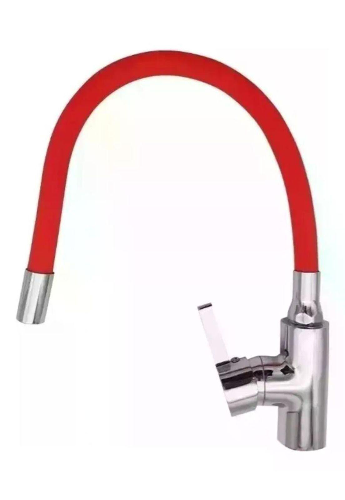 Llave Monomando Lavaplatos Cuello Flexible Taumm Grifo Rojo Brillante-3