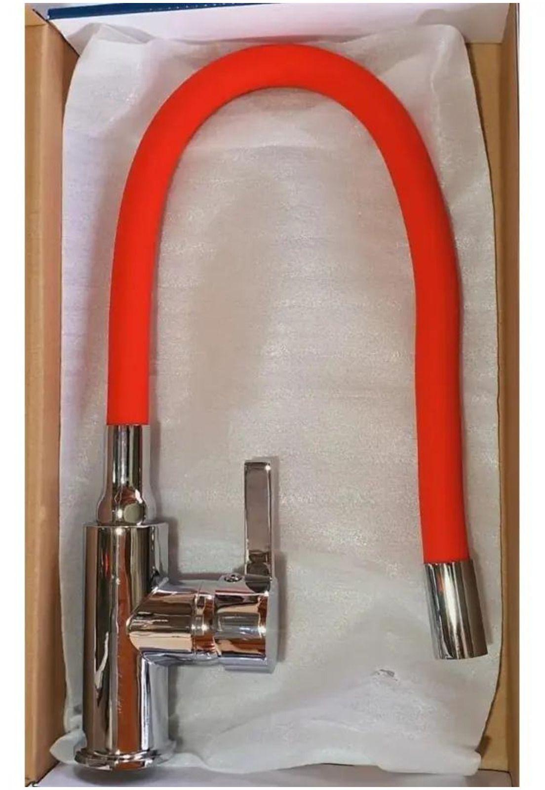 Llave Monomando Lavaplatos Cuello Flexible Taumm Grifo Rojo Brillante-5