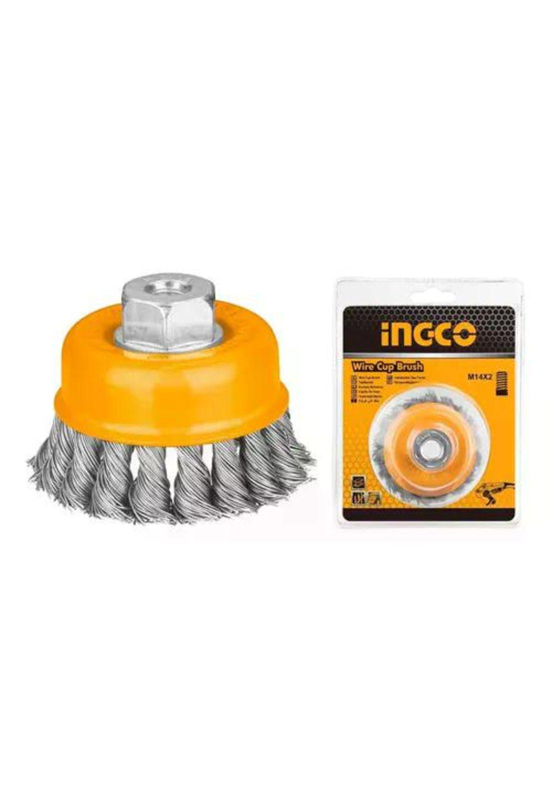 Grata Copa De Metal Trenzado 100mm/4puLG Ingco Wb21001 Color Amarillo-0