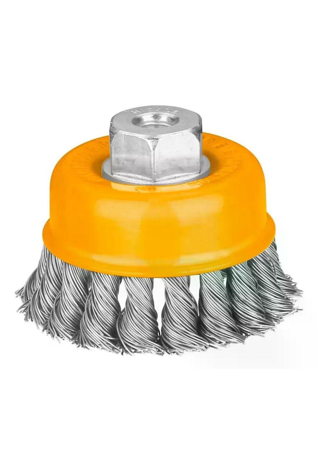 Grata Copa De Metal Trenzado 100mm/4puLG Ingco Wb21001 Color Amarillo-3