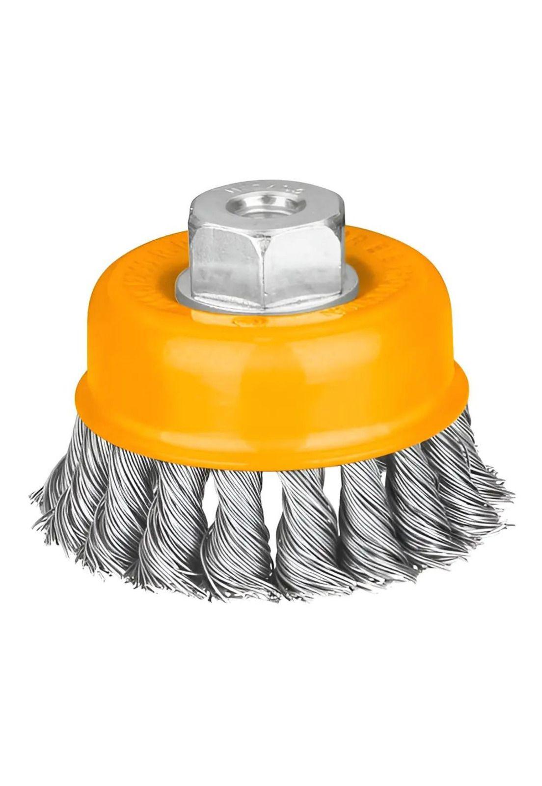 Grata Copa De Metal Trenzado 100mm/4puLG Ingco Wb21001 Color Amarillo-4