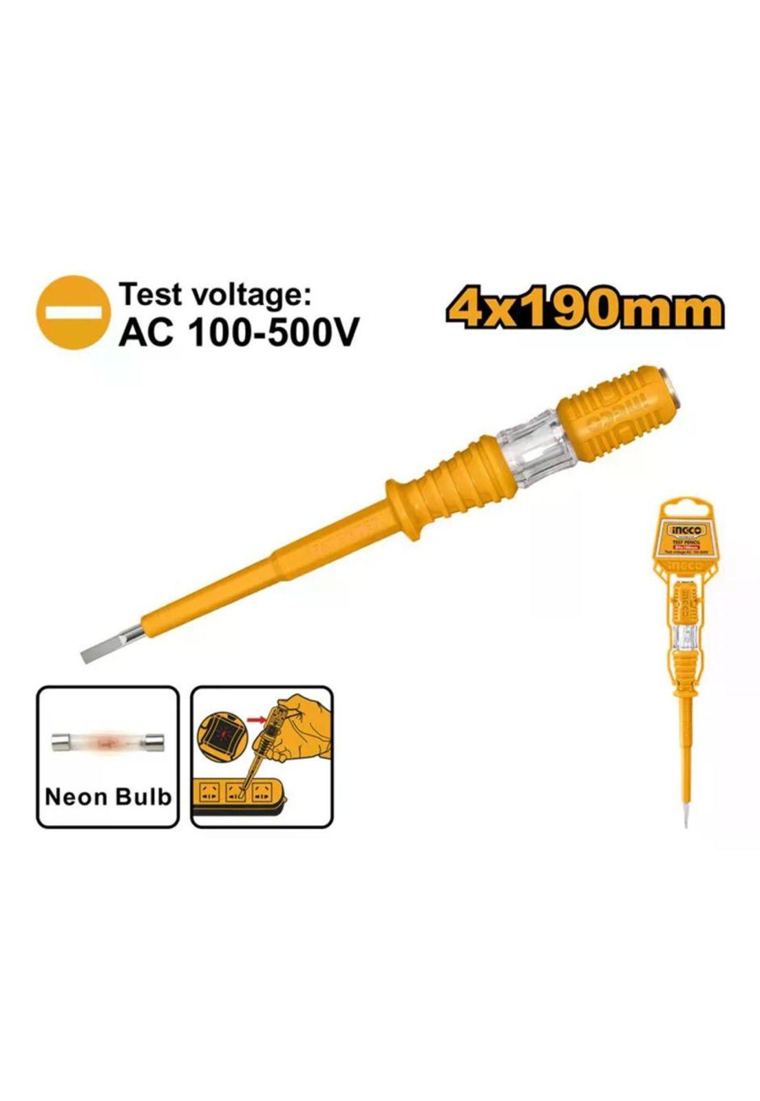 Medidor Detector Probador De Voltaje 100-500v Ingco Destorni Amarillo-3