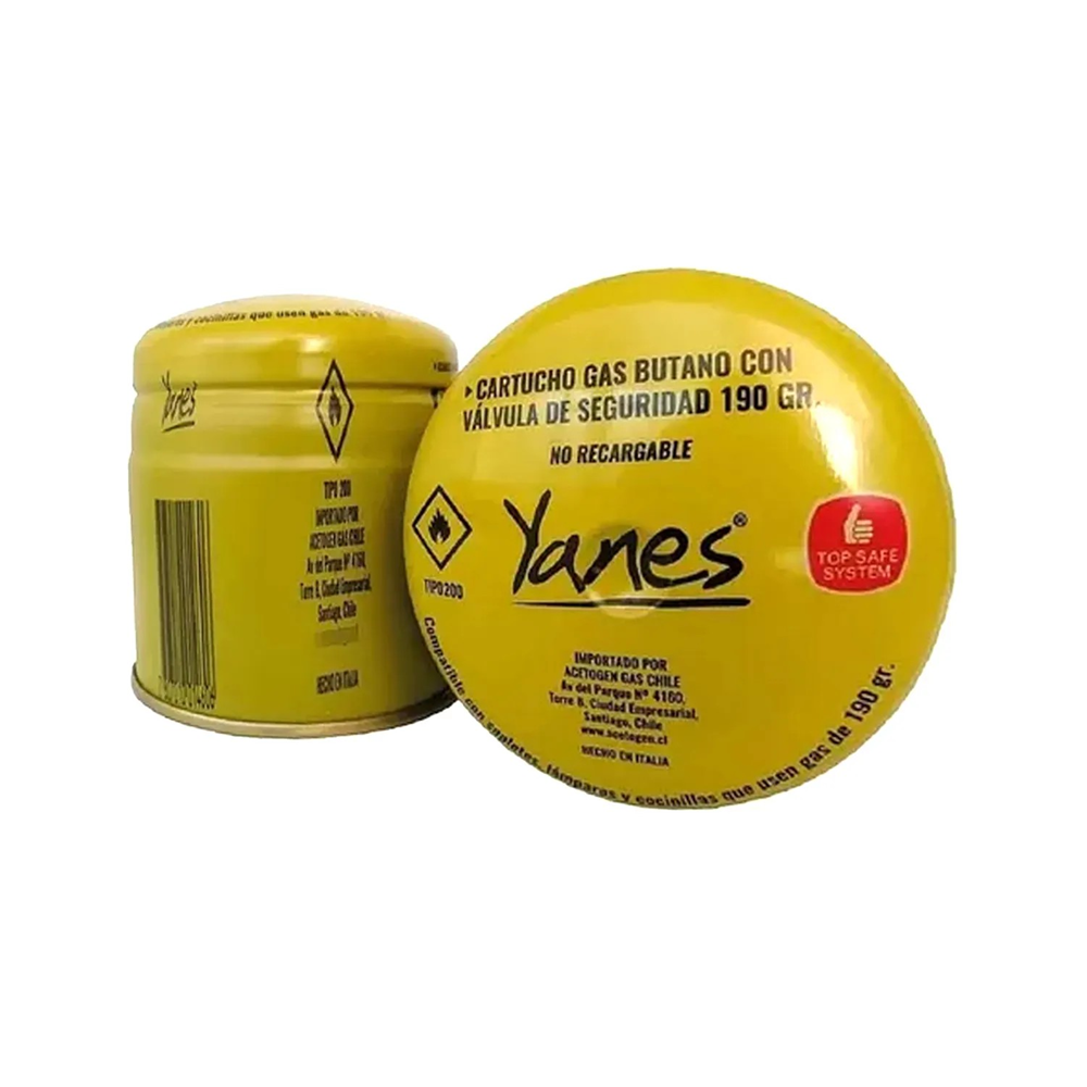 Cartucho Gas Butano Con Valvula De Seguridad 190 Gr Yanes-0