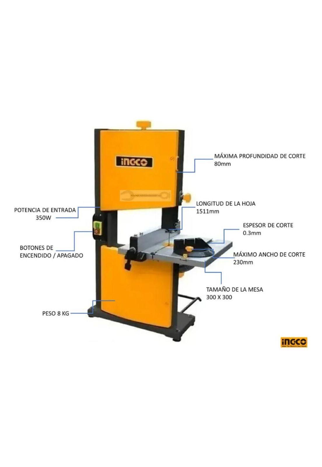 Sierra De Banda Industrial Sin Fin 350w Velocidad De Corte De 11.6m/s Ingco Bas3502 Amarillo 50 Hz-4