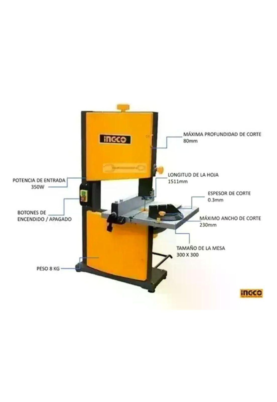 Sierra De Banda Industrial Sin Fin 350w Velocidad De Corte De 11.6m/s Ingco Bas3502 Amarillo 50 Hz-7