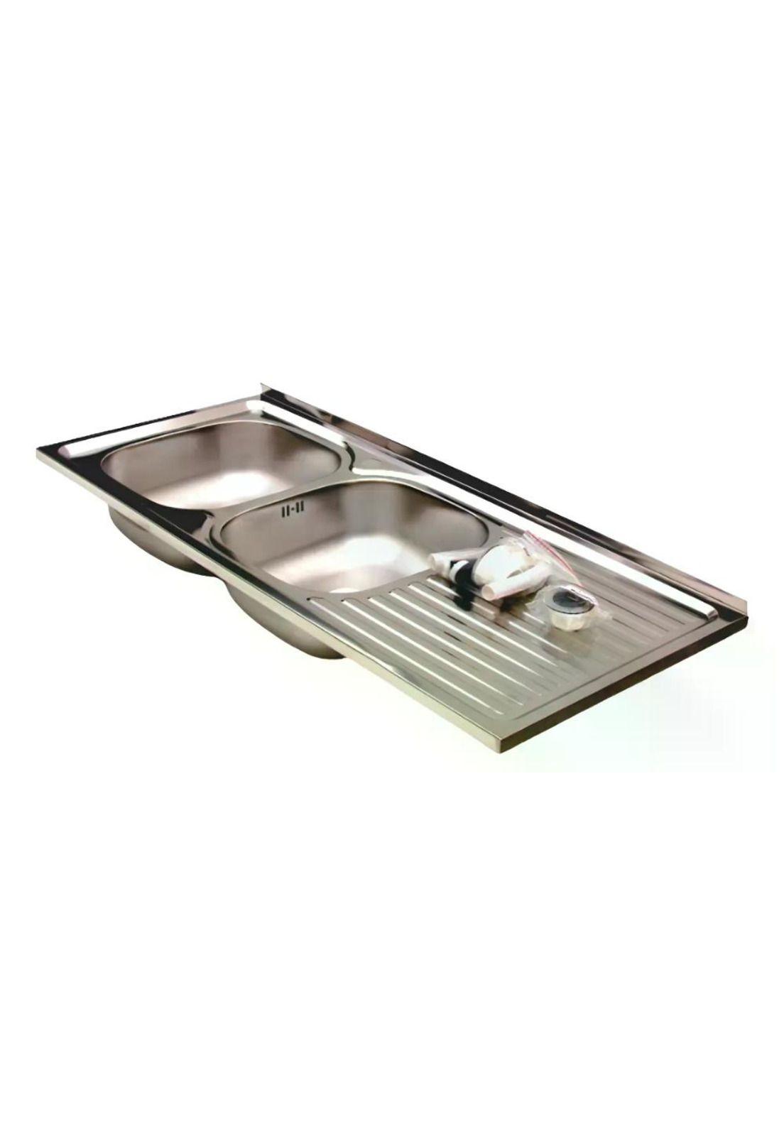 Lavaplatos Doble 120x50 Sobreponer Derecho Monomando Taumm Gris-0