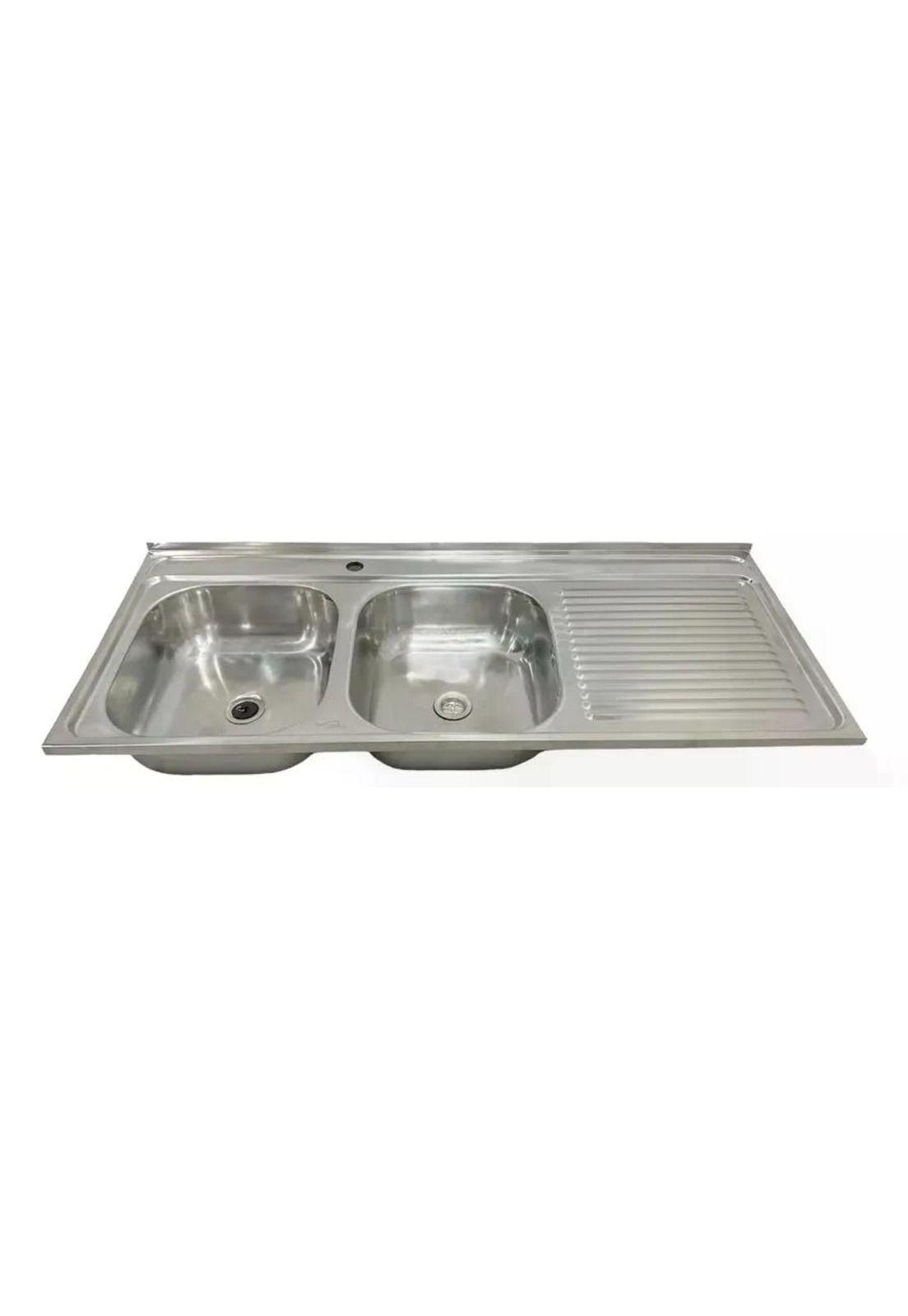 Lavaplatos Doble 120x50 Sobreponer Derecho Monomando Taumm Gris-1