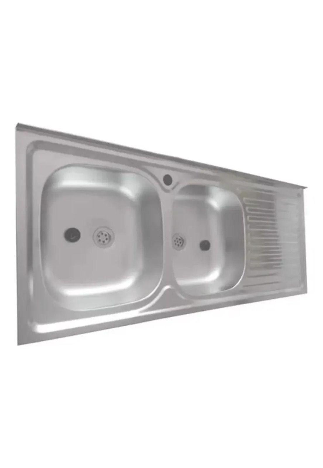 Lavaplatos Doble 120x50 Sobreponer Derecho Monomando Taumm Gris-2