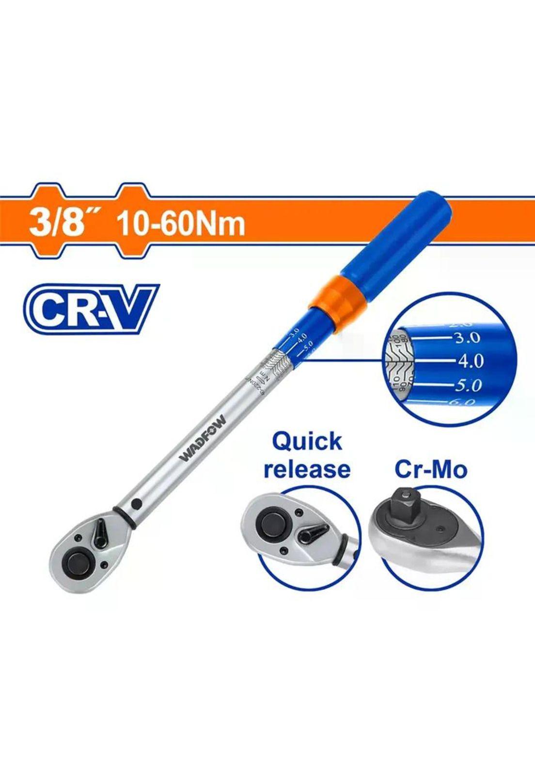 Llave De Torque Torquimetro Dinamométrica 10-60nm 3/8 Wadfo Azul-2