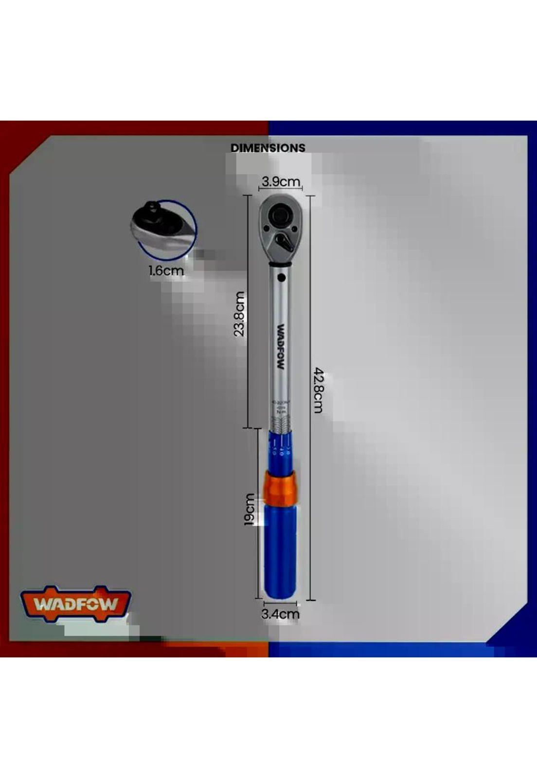 Llave De Torque Torquimetro Dinamométrica 10-60nm 3/8 Wadfo Azul-3