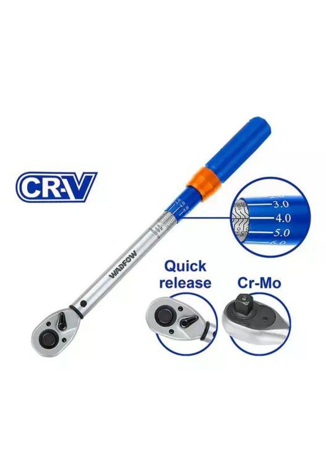 Llave De Torque Torquimetro Dinamométrica 10-60nm 3/8 Wadfo Azul-5