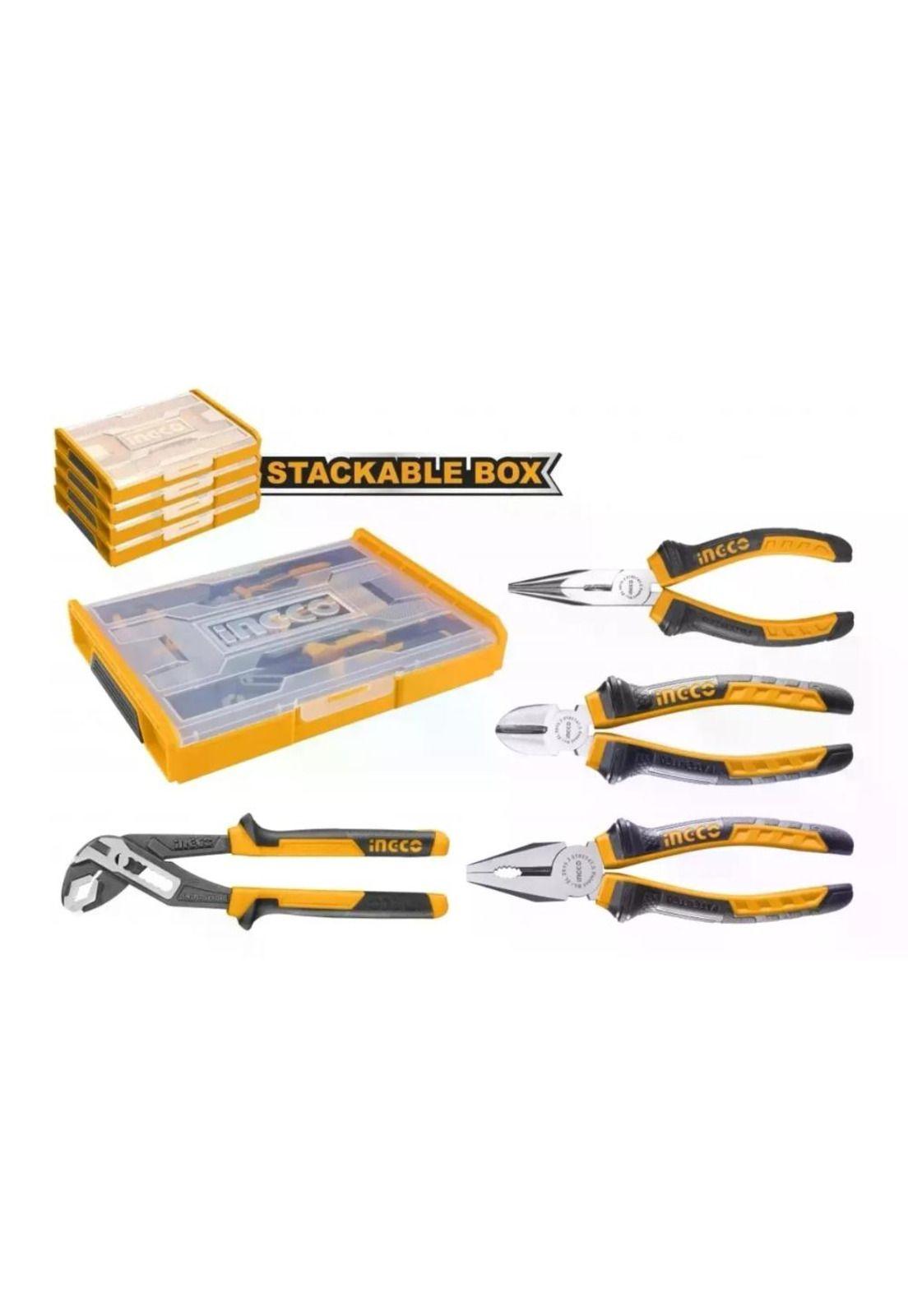 Set Juego De 4 Alicates Ingco + Caja Apilable-6