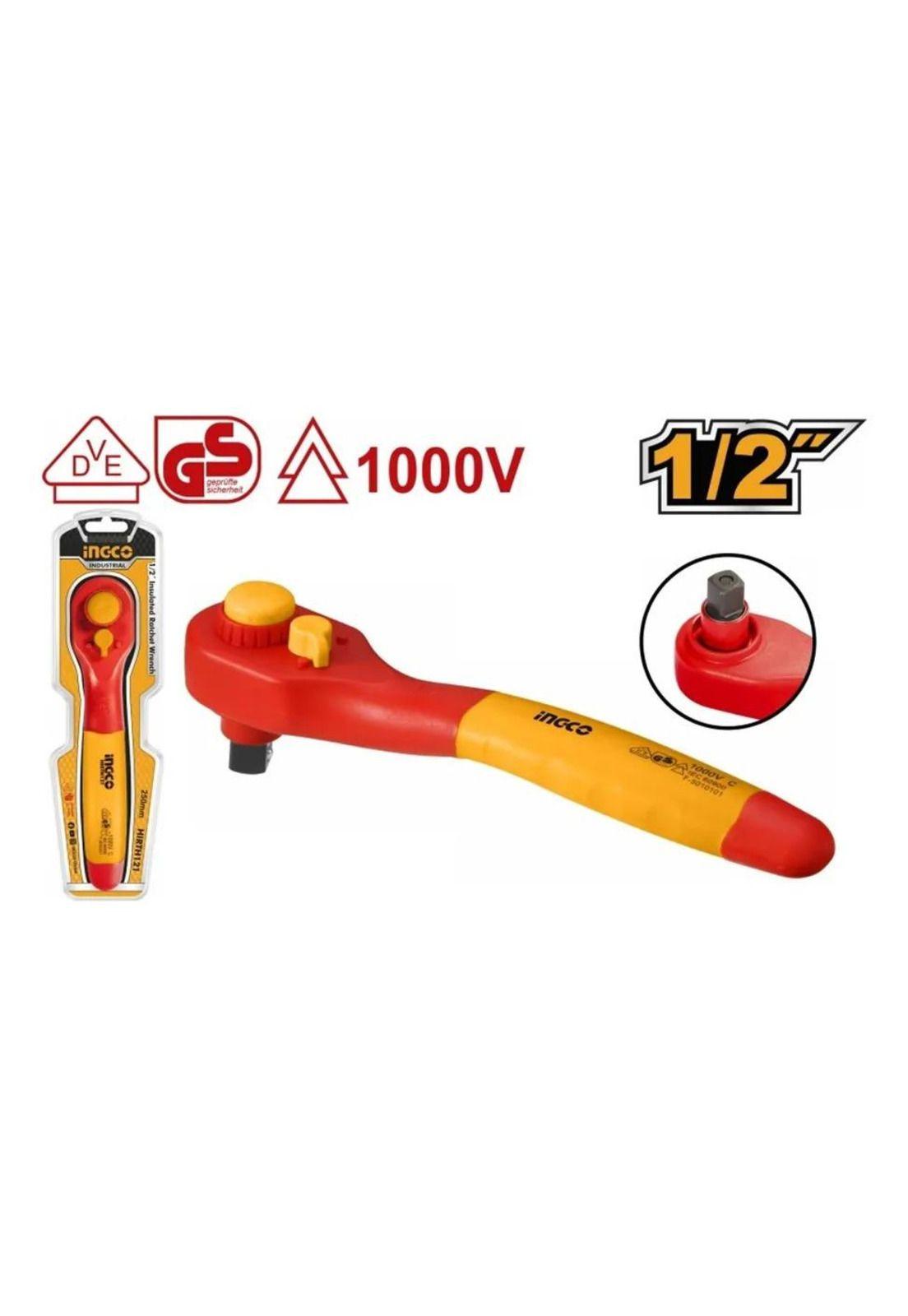 Llave Chicharra Industrial Aislada Vde 36t 1/2 Ingco Amarillo-2