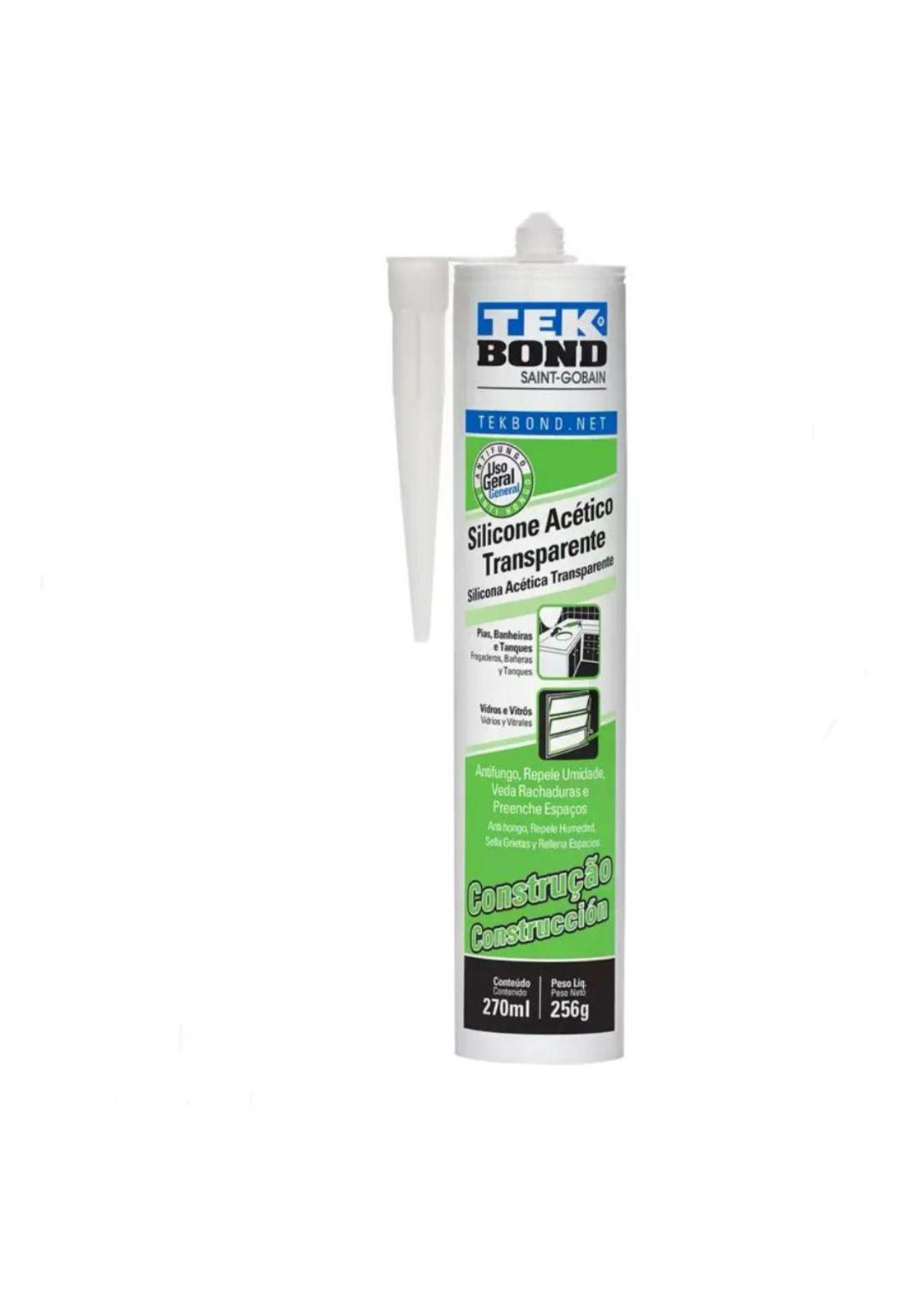 Silicona Acetica Construccion Tekbond 270 Ml Incoloro Transparente-0