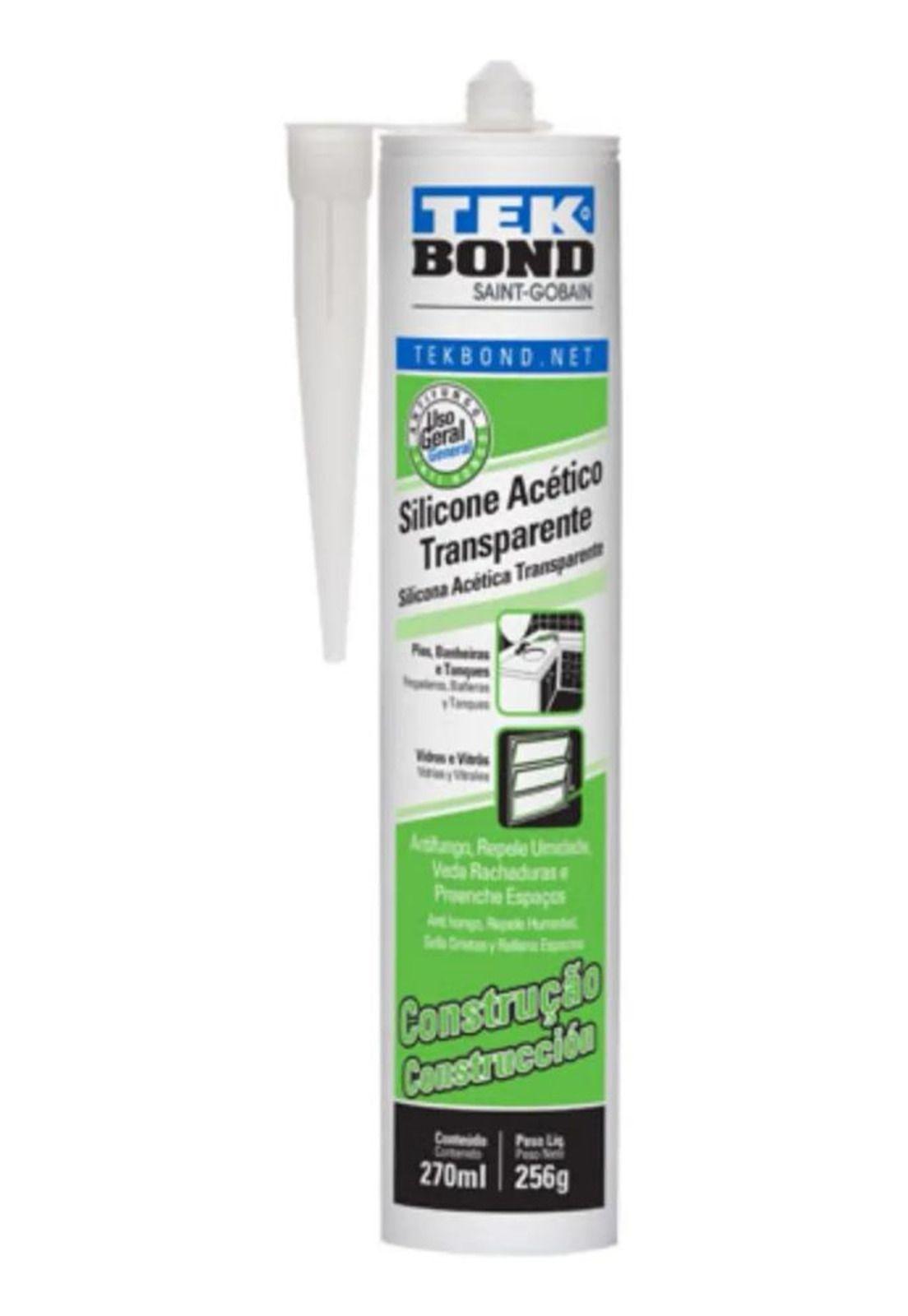 Silicona Acetica Construccion Tekbond 270 Ml Incoloro Transparente-4