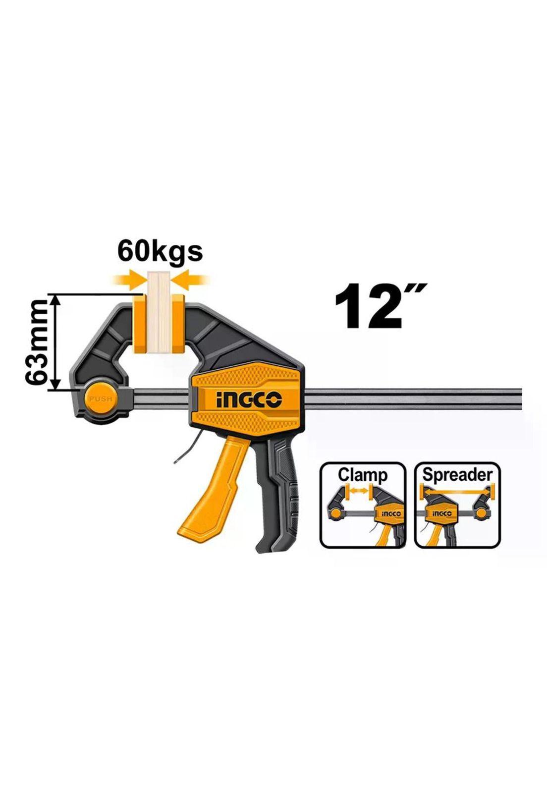 Prensa Sargento Rapida Industrial Ingco 63x300 Mm Hqbc01602-2