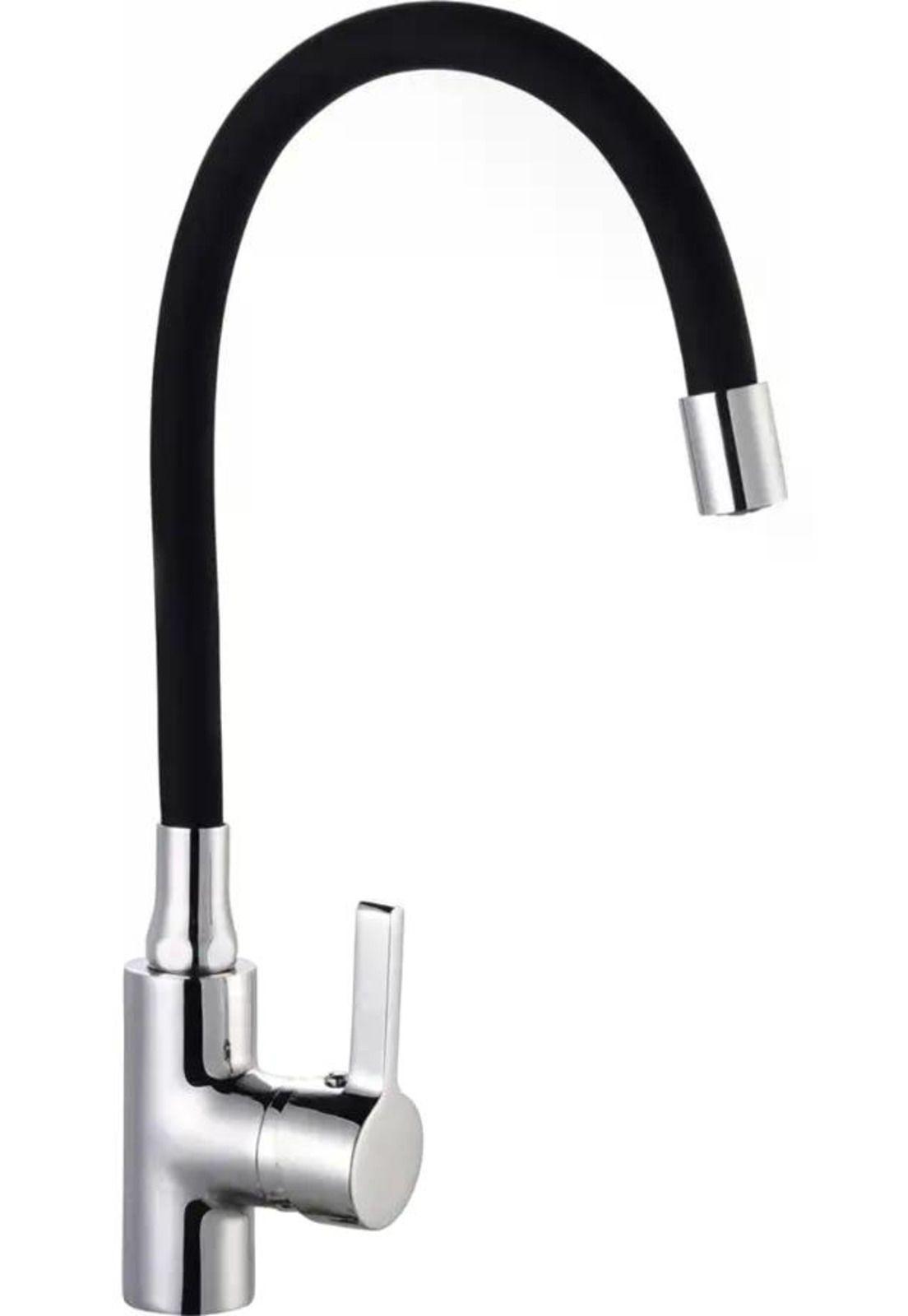 Llave Monomando Lavaplatos Cuello Flexible Taumm Grifo Negro Brillante-1