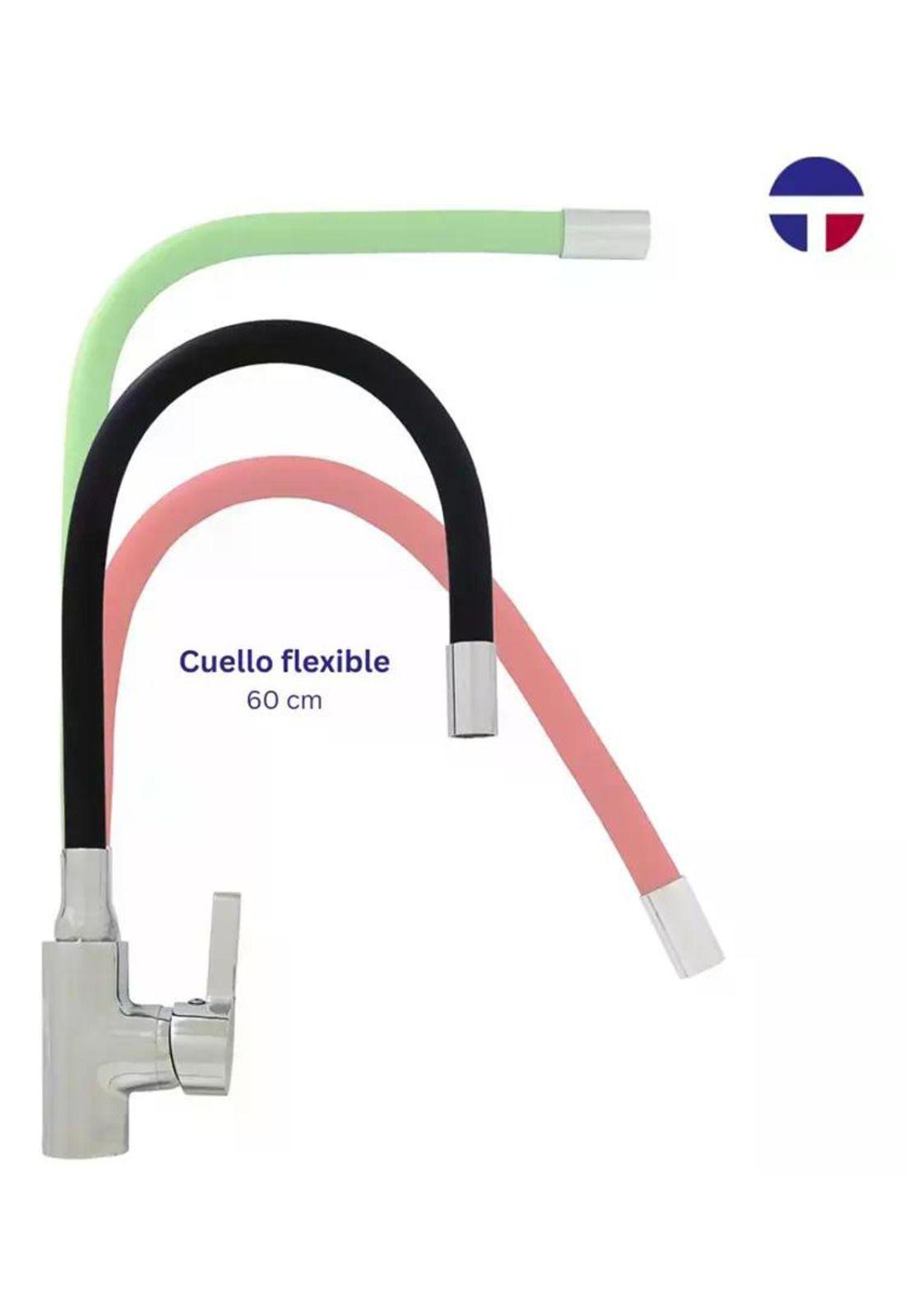 Llave Monomando Lavaplatos Cuello Flexible Taumm Grifo Negro Brillante-2