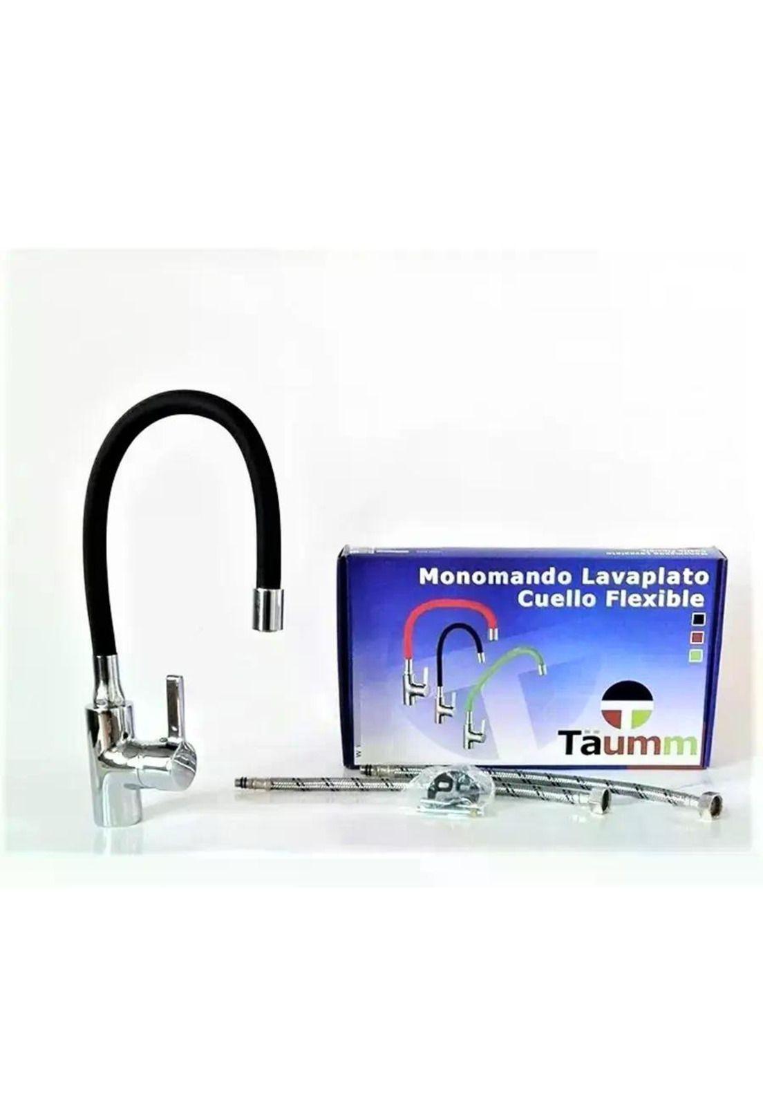 Llave Monomando Lavaplatos Cuello Flexible Taumm Grifo Negro Brillante-3