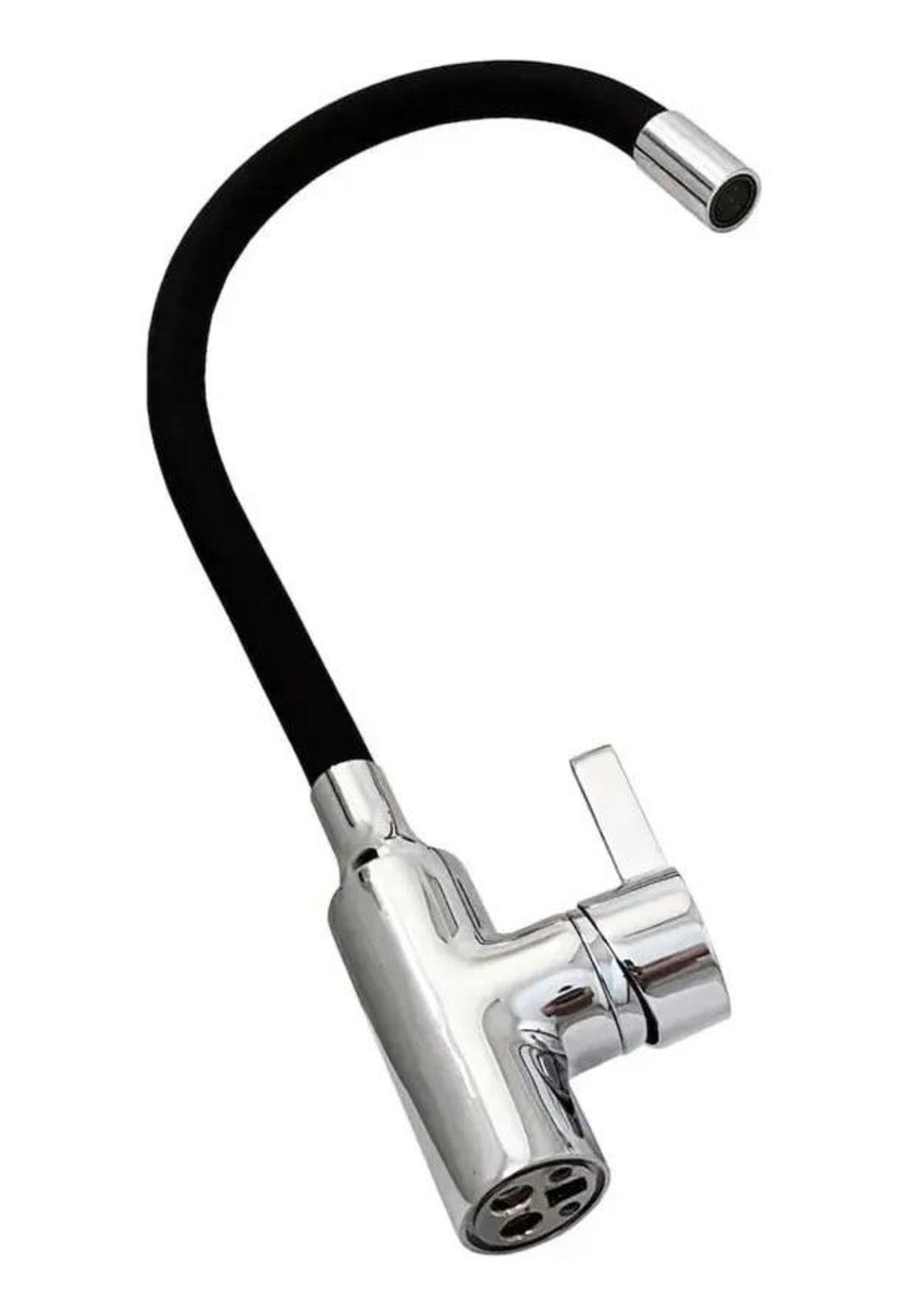 Llave Monomando Lavaplatos Cuello Flexible Taumm Grifo Negro Brillante-5