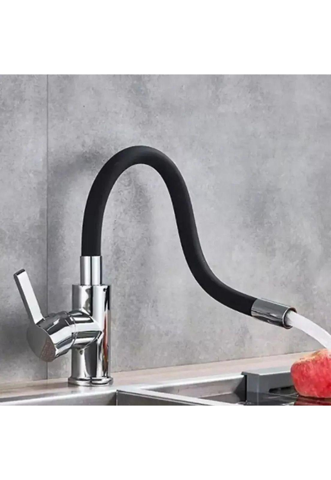 Llave Monomando Lavaplatos Cuello Flexible Taumm Grifo Negro Brillante-6
