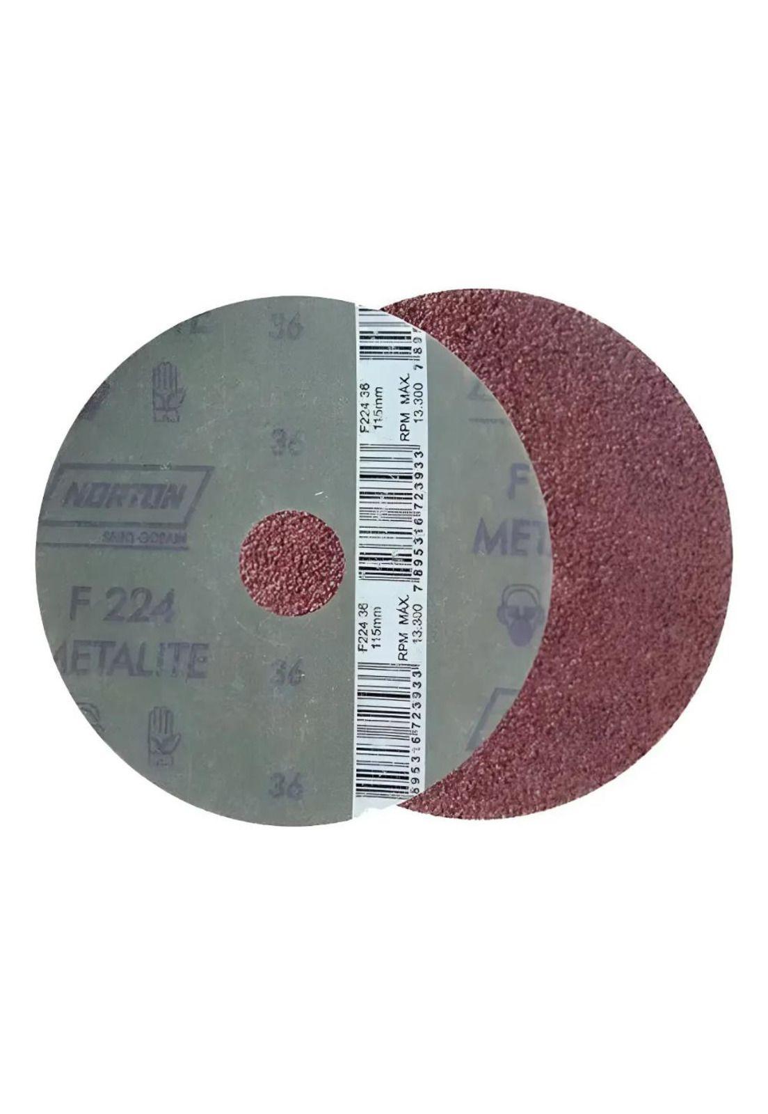 Disco Fibra Desbaste Abrasivo Norton F227 G80 115x22mm 4 1/2 Marrón Oscuro-0