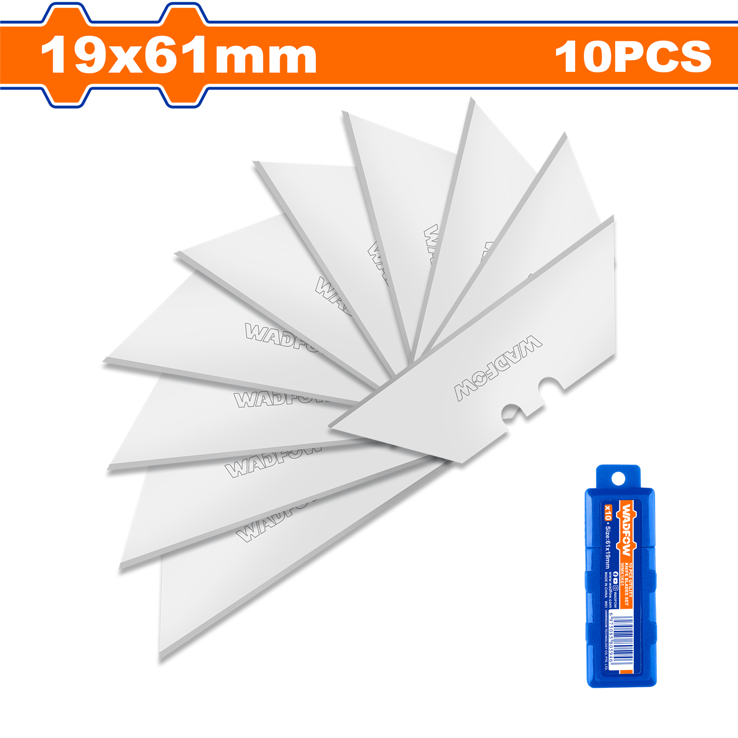 Set Pack 10 Und Repuesto Cuchillo Cartonero Wadfow 61x19 Mm-7