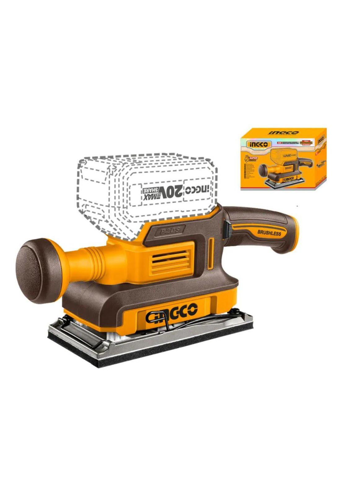 Lijadora Orbital Ingco A Batería Para Madera Y Metal  Motor Brushless Naranja Claro-0