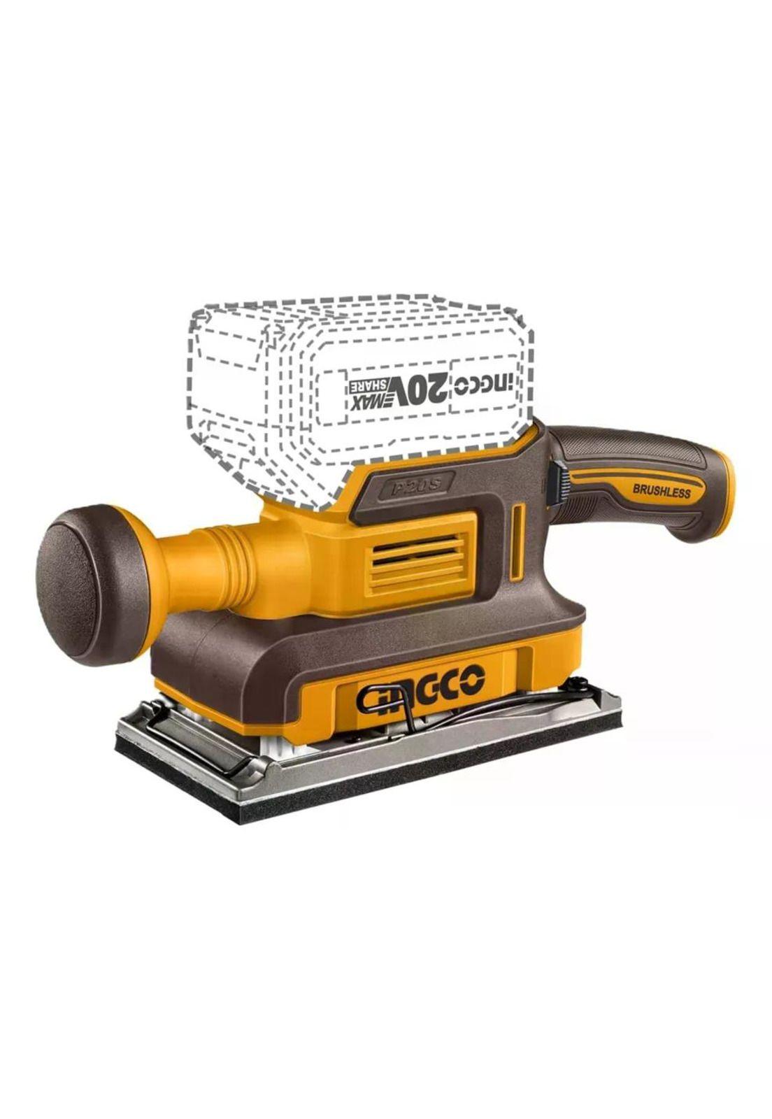 Lijadora Orbital Ingco A Batería Para Madera Y Metal  Motor Brushless Naranja Claro-1
