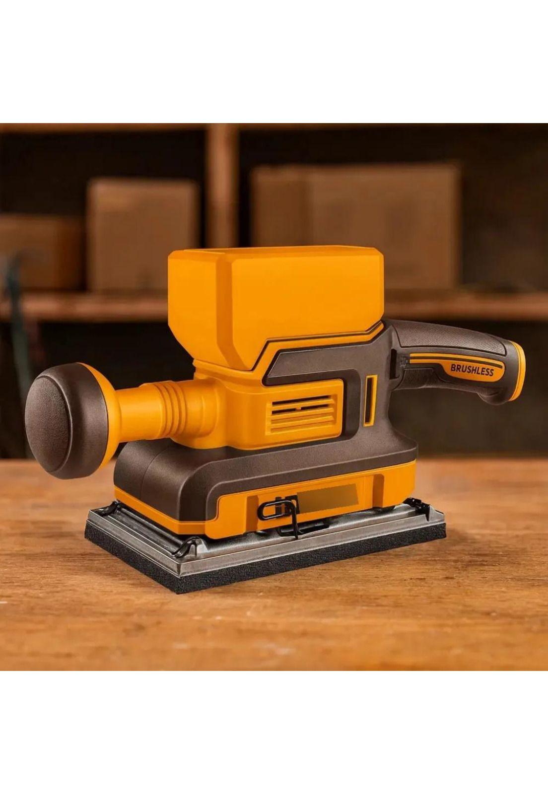 Lijadora Orbital Ingco A Batería Para Madera Y Metal  Motor Brushless Naranja Claro-4