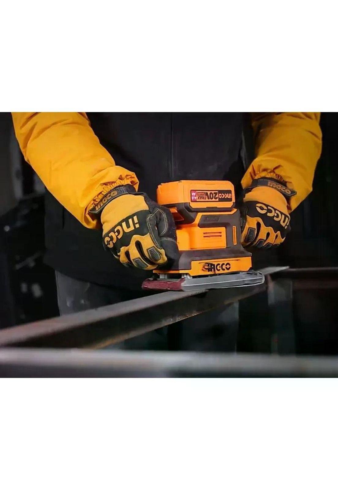 Lijadora Orbital Ingco A Batería Para Madera Y Metal  Motor Brushless Naranja Claro-6