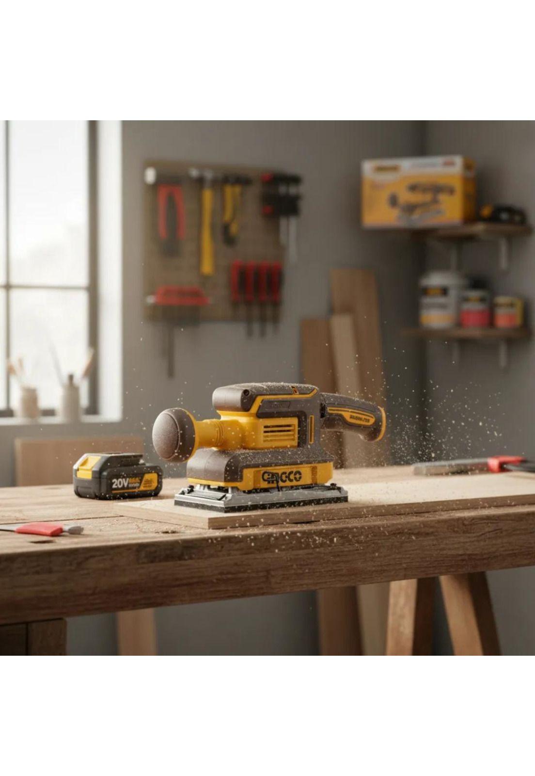 Lijadora Orbital Ingco A Batería Para Madera Y Metal  Motor Brushless Naranja Claro-7
