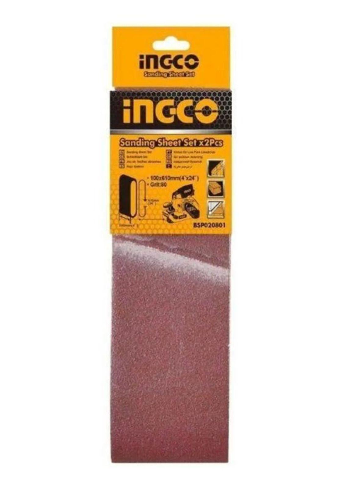 Set 2 Lijas De Banda 610x100mm /4x24 Ingco Grano80 Bsp020801-3