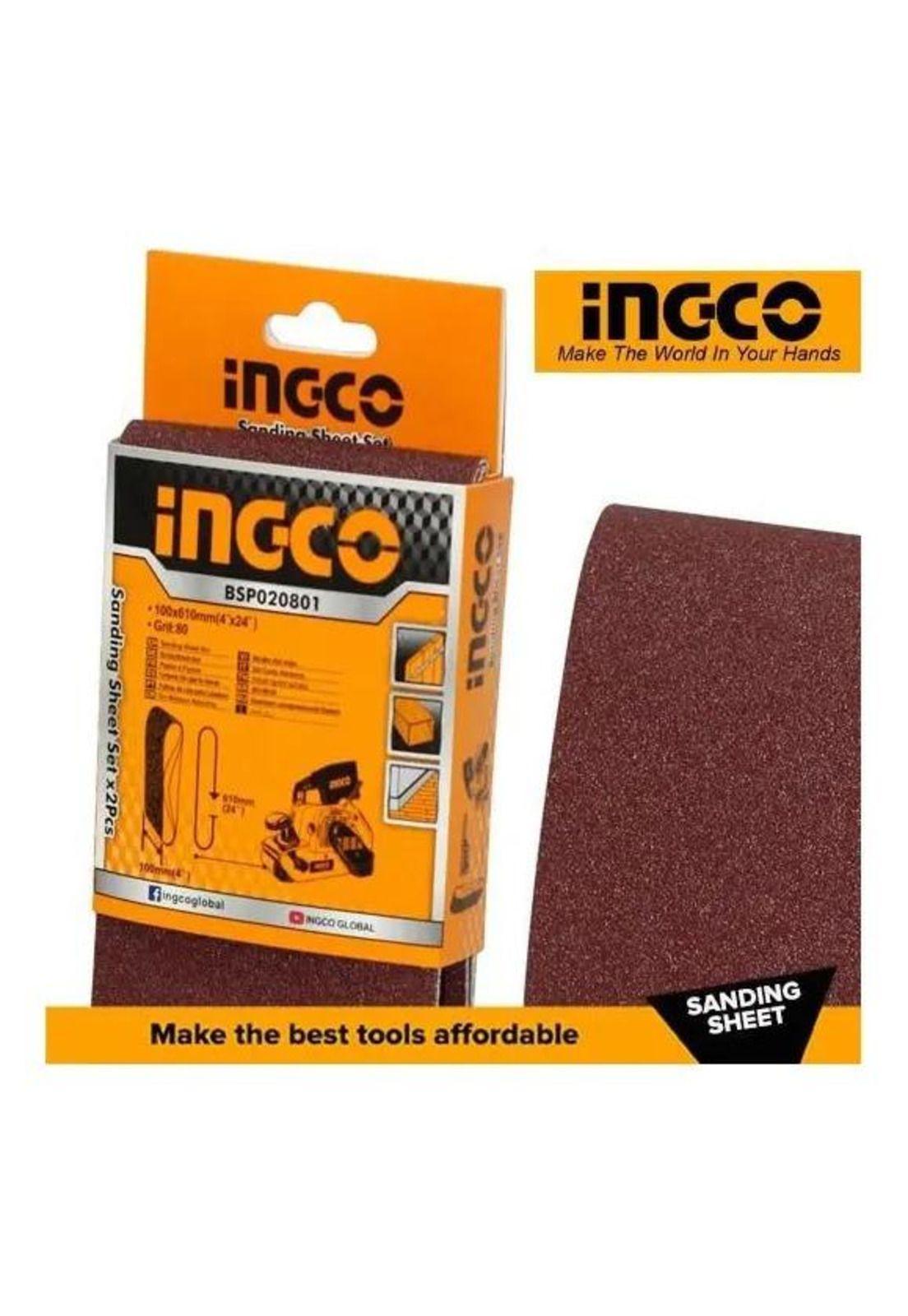 Set 2 Lijas De Banda 610x100mm /4x24 Ingco Grano80 Bsp020801-4