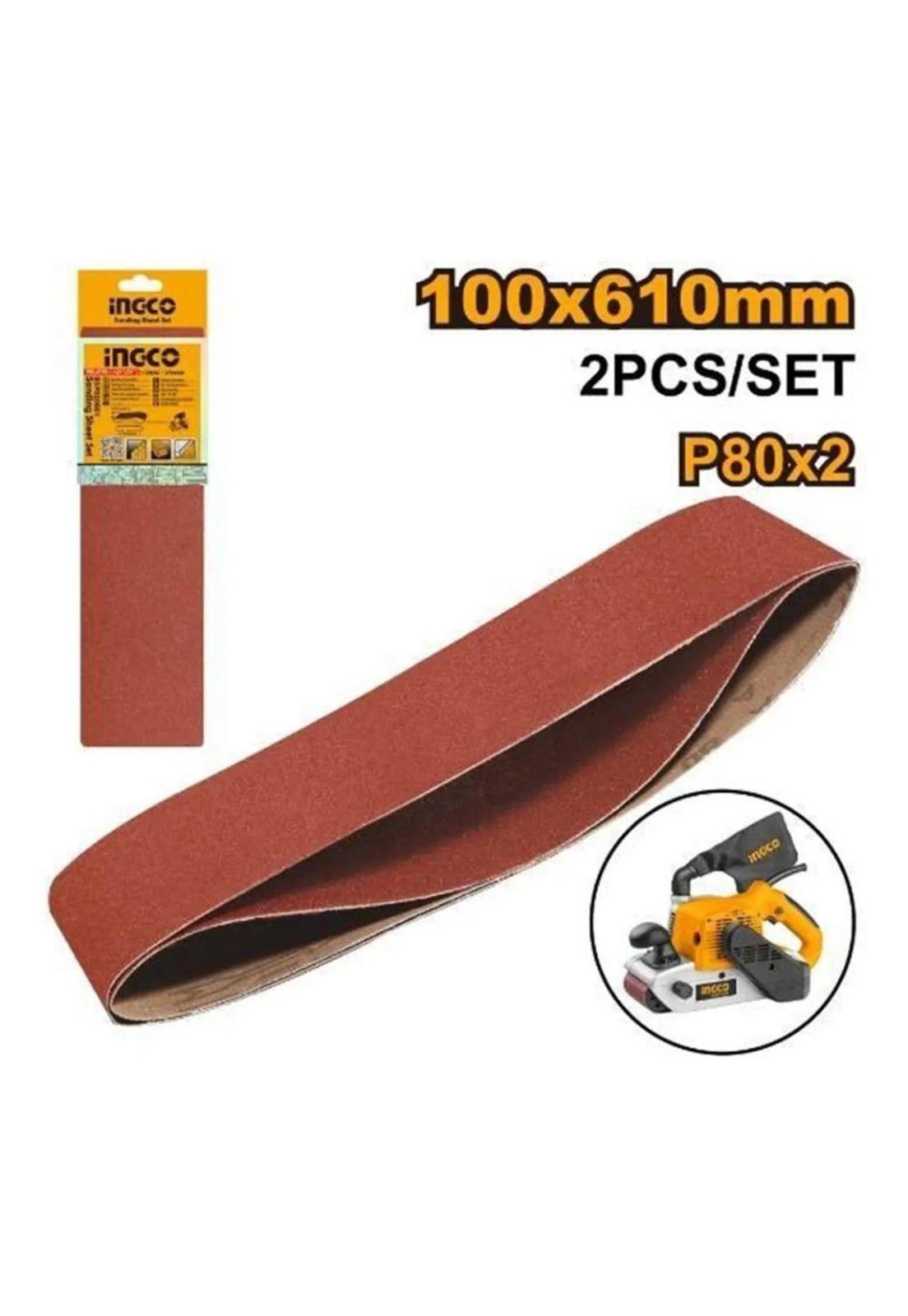 Set 2 Lijas De Banda 610x100mm /4x24 Ingco Grano80 Bsp020801-5