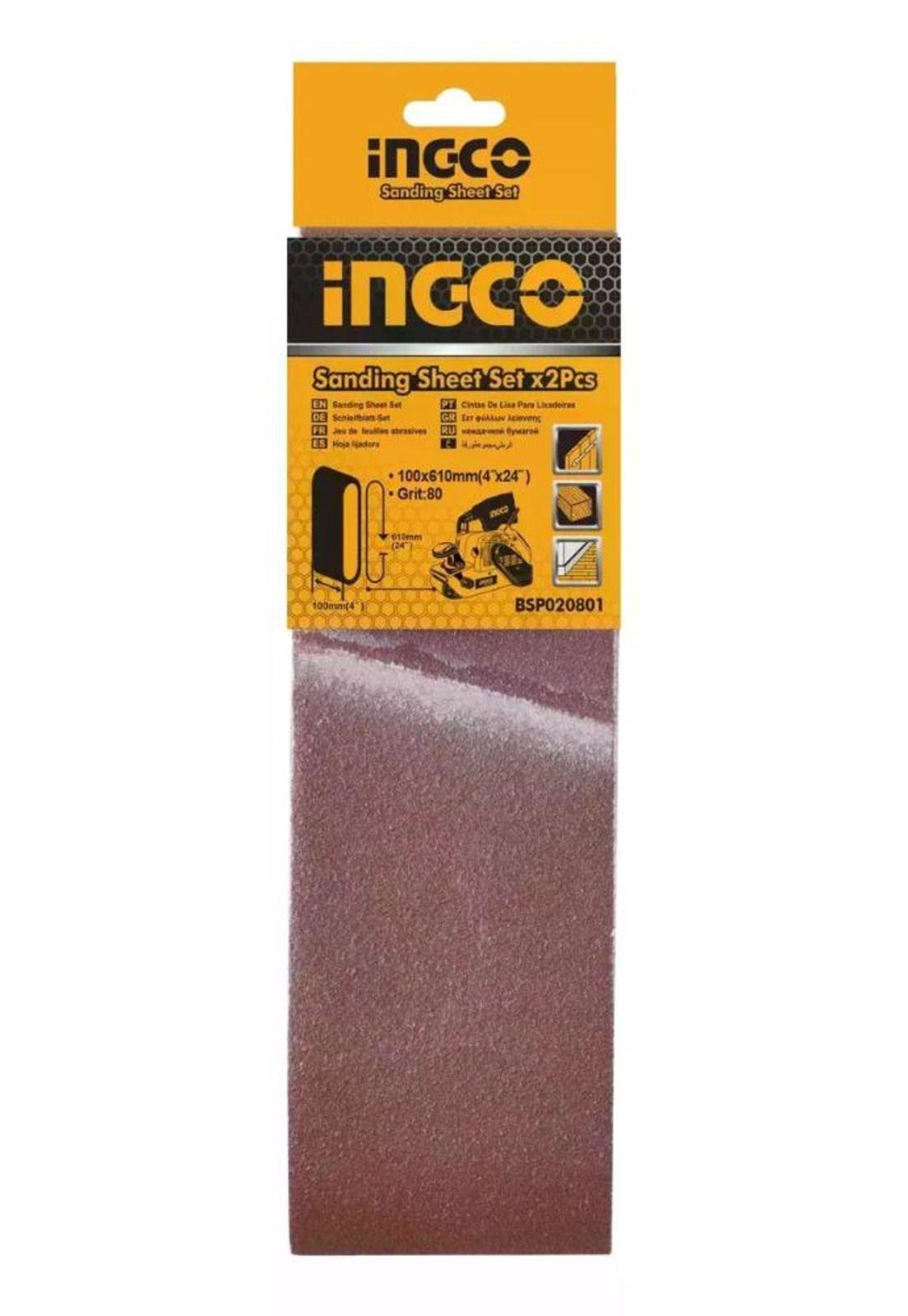 Set 2 Lijas De Banda 610x100mm /4x24 Ingco Grano80 Bsp020801-6