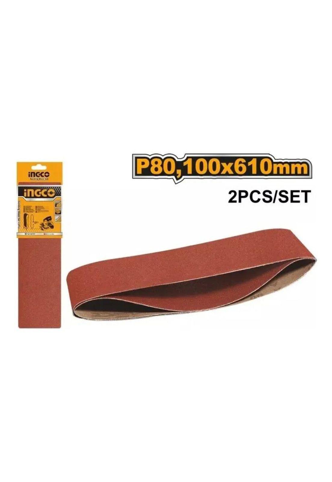 Set 2 Lijas De Banda 610x100mm /4x24 Ingco Grano80 Bsp020801-9