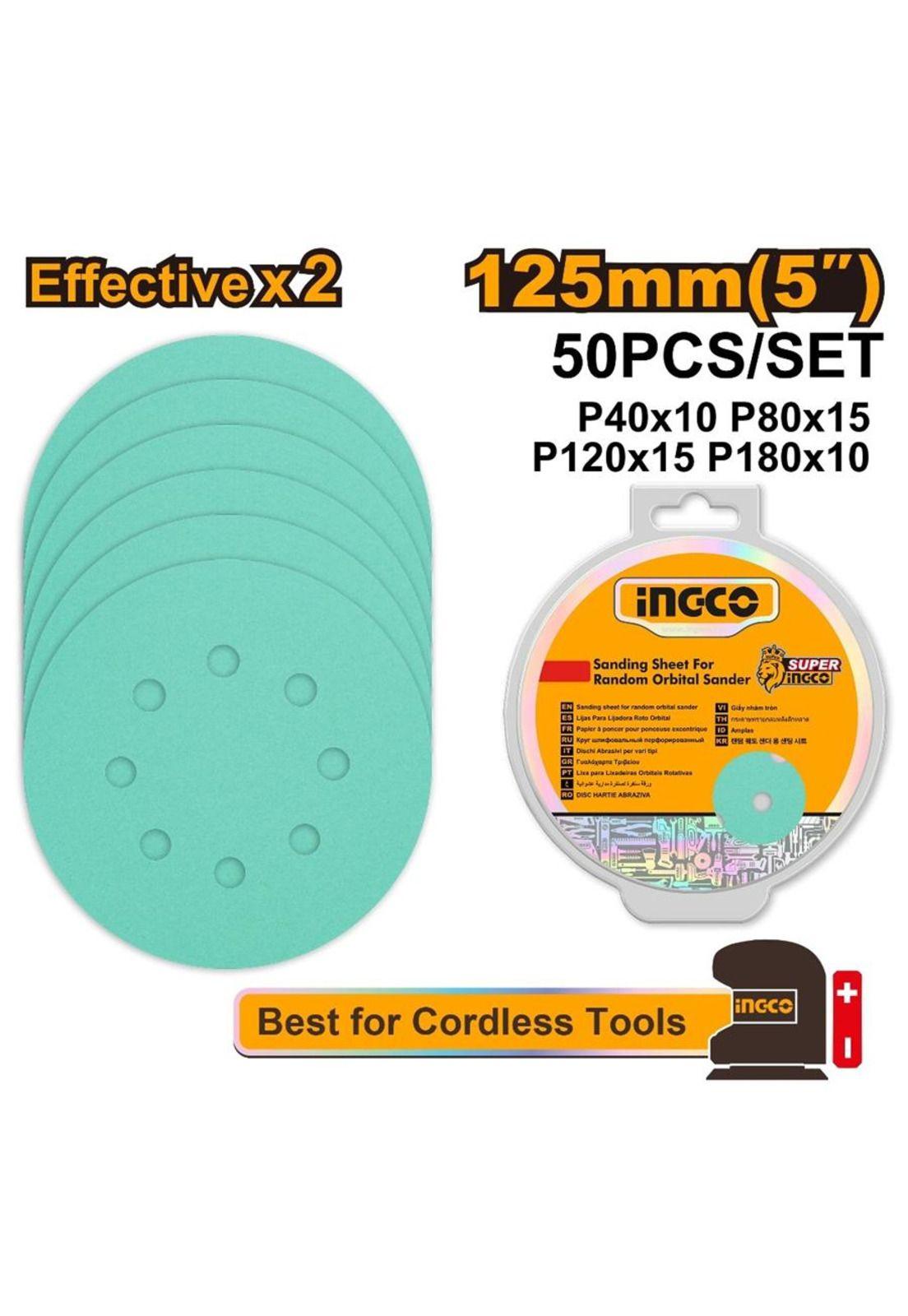 Set 50 Discos Lija Multimaterial 125 mm 5 Pulg P40-180 Ingco-1