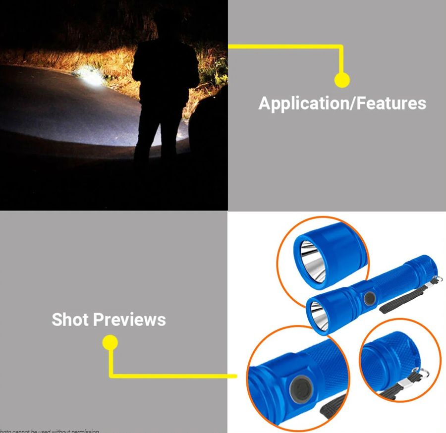 Linterna Led Recargable 150 500 Lumenes 130m Wadfow Wfl5408-5