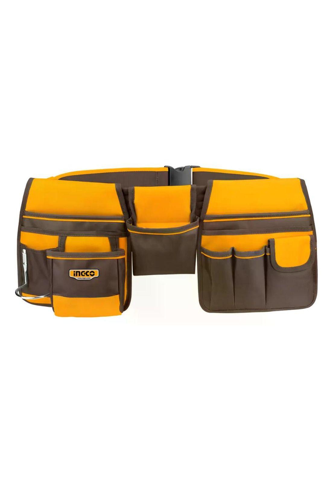 Cinturon Porta Herramientas 10 Bolsillos 10kg Ajustable Amarillo-0