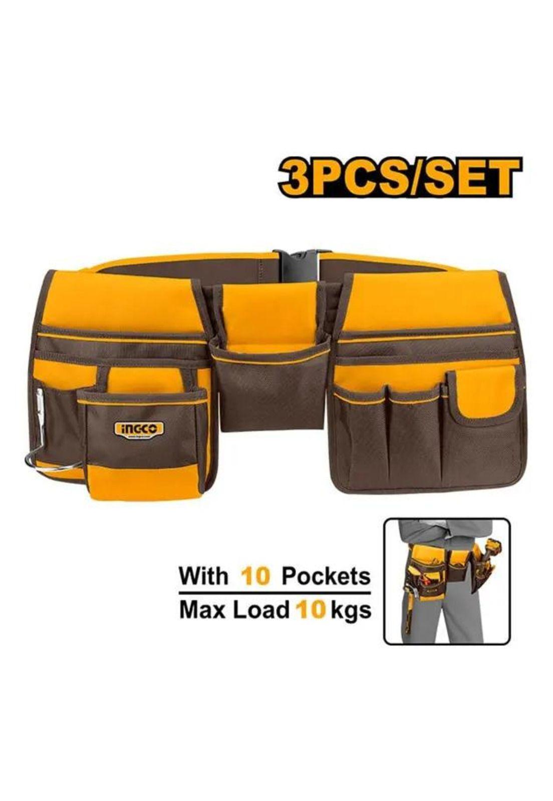 Cinturon Porta Herramientas 10 Bolsillos 10kg Ajustable Amarillo-1
